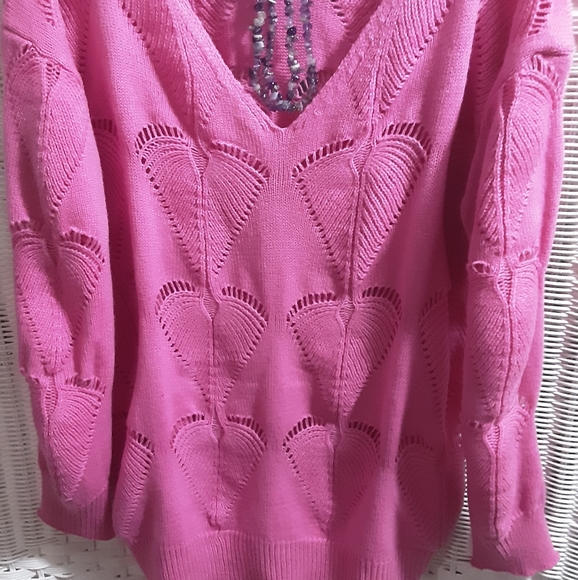 PINK OPEN KNIT SWEATER - Picture 2 of 4